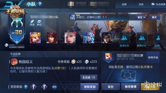 王者荣耀小队开黑卡